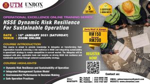 Read more about the article COMPLETED: ONLINE CEP COURSE: HSSE DYNAMIC RISK RESILIENCE FOR SUSTAINABLE OPERATION (16 JANUARY 2021, ZOOM ONLINE)