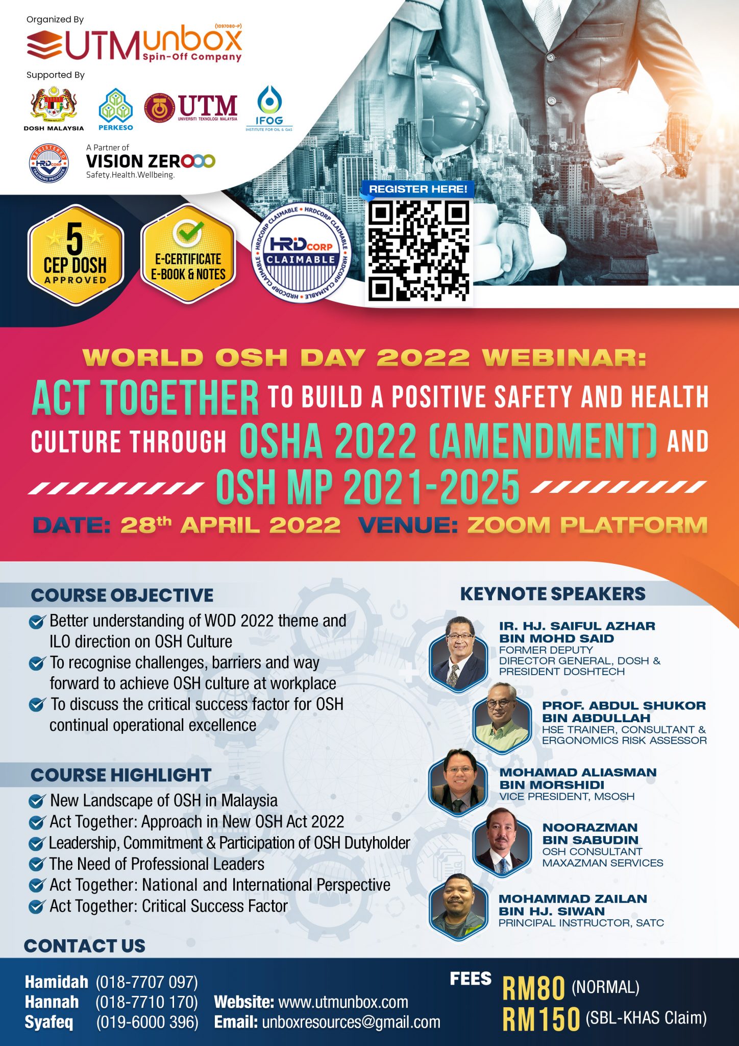 WORLD OSH DAY 2022 WEBINAR ACT TOGETHER TO BUILD A POSITIVE SAFETY AND