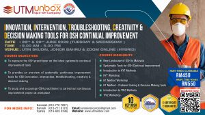 Read more about the article INNOVATION, INTERVENTION, TROUBLESHOOTING, CREATIVITY & DECISION MAKING TOOLS FOR OSH CONTINUAL IMPROVEMENT