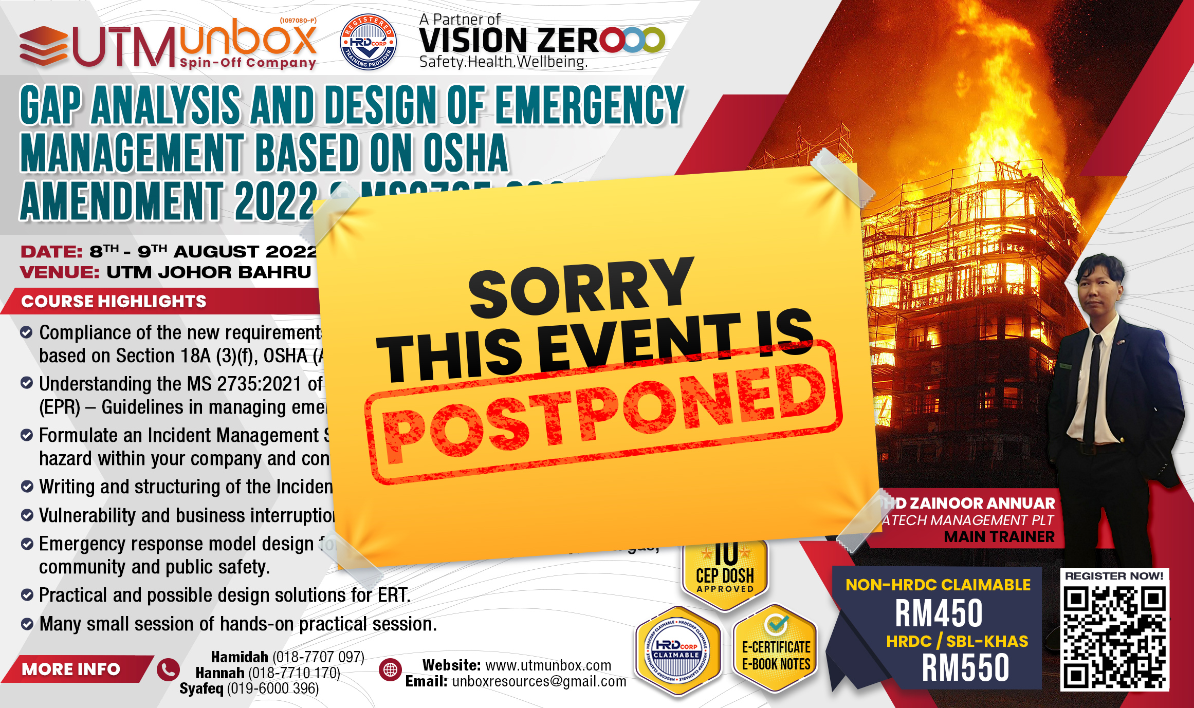 Read more about the article GAP ANALYSIS AND DESIGN OF EMERGENCY  MANAGEMENT BASED ON OSHA  AMENDMENT 2022 & MS2735:2021 (POSTPONED)