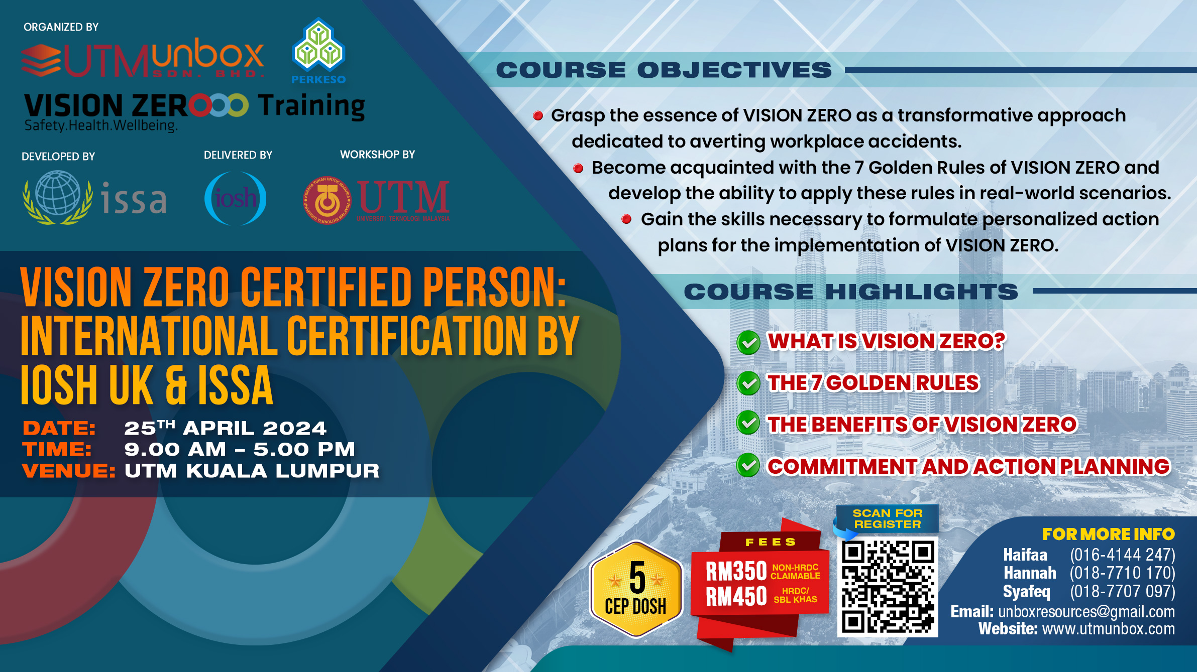 Read more about the article VISION ZERO CERTIFIED PERSON: INTERNATIONAL CERTIFICATION BY  IOSH UK & ISSA
