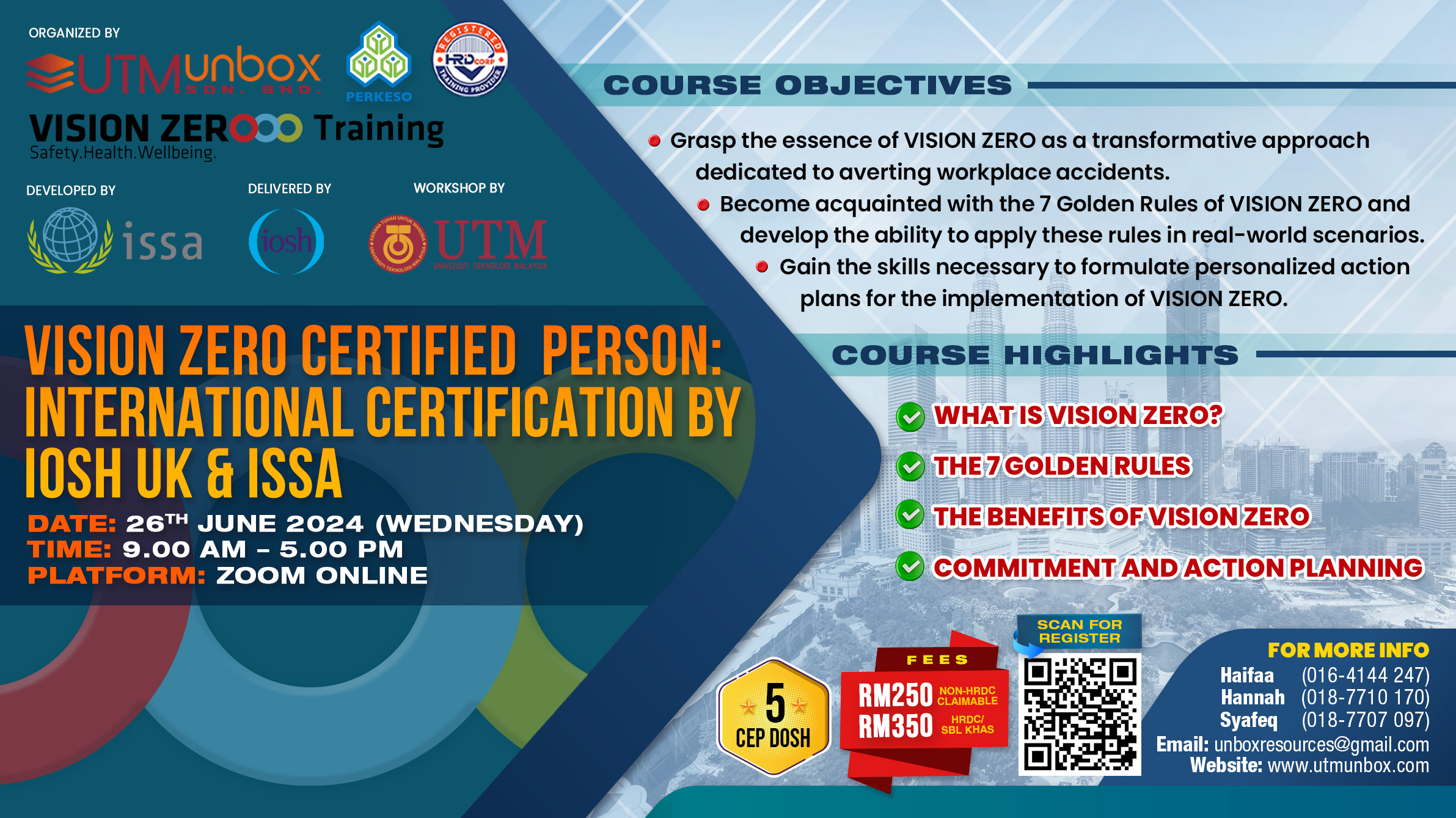 You are currently viewing VISION ZERO CERTIFIED PERSON: INTERNATIONAL CERTIFICATION BY IOSH UK & ISSA